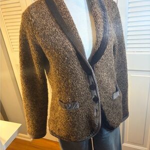 Anthropologie Brown Cardigan with Black Trim